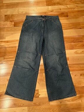 Rewash Dark Blue Wide-Leg Drawstring Jeans